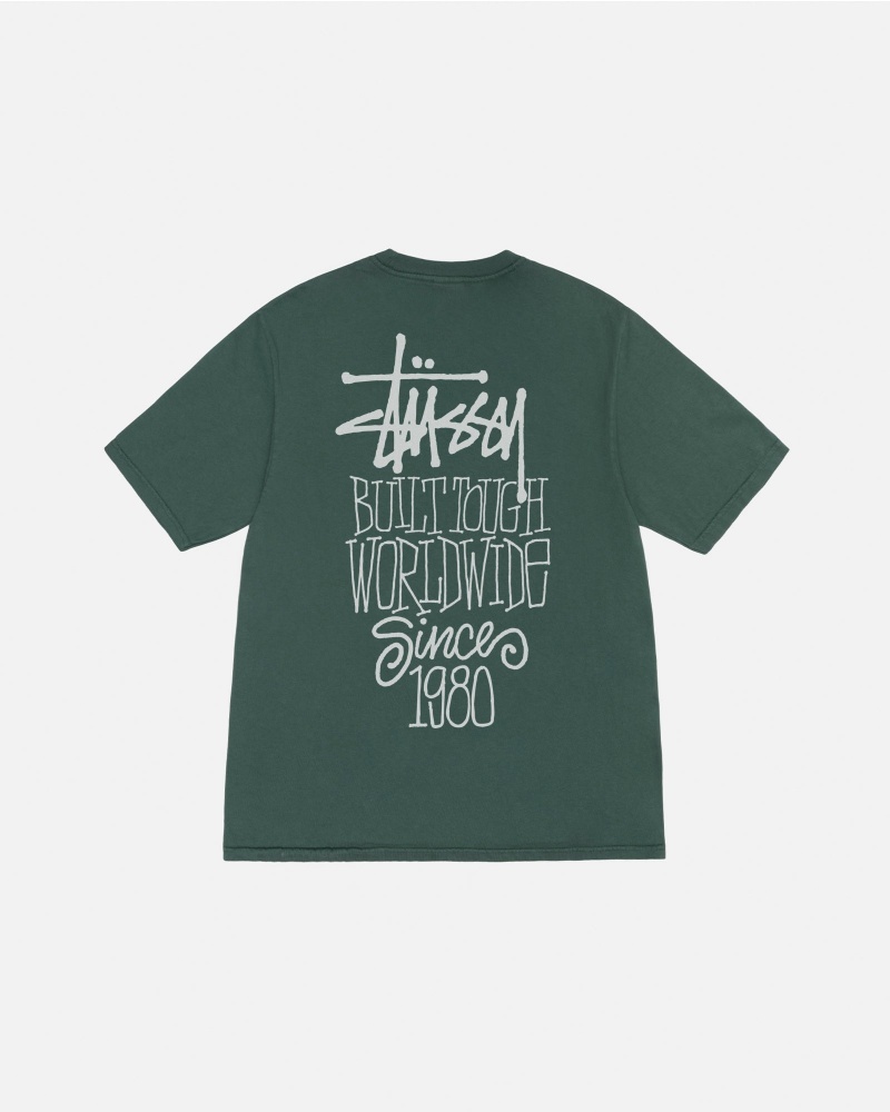 Short Sleeve T-Shirt Stüssy Built Tough Tee Pigment Dyed Forest | TX41-C2-ZC