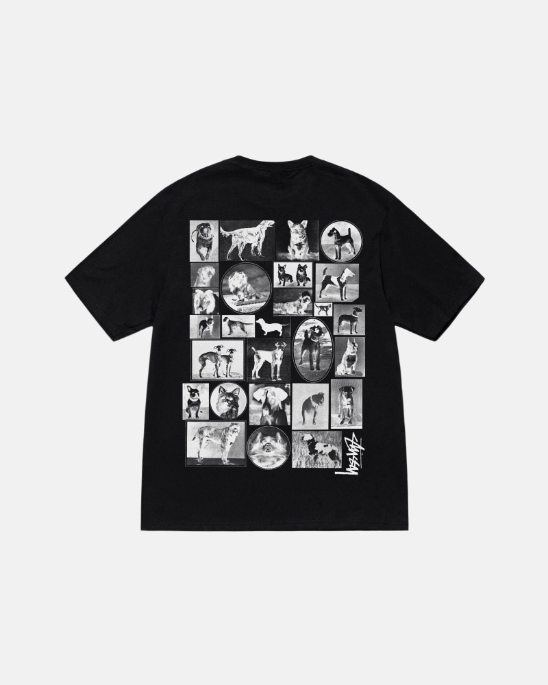 Short Sleeve T-Shirt Stüssy Dog Collage Tee Noir | EN90-M3-WN