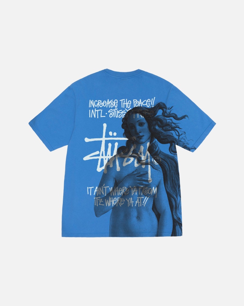 Short Sleeve T-Shirt Stüssy Ist Venus Pigment Dyed Tee Bleu | NZ13-U9-GL