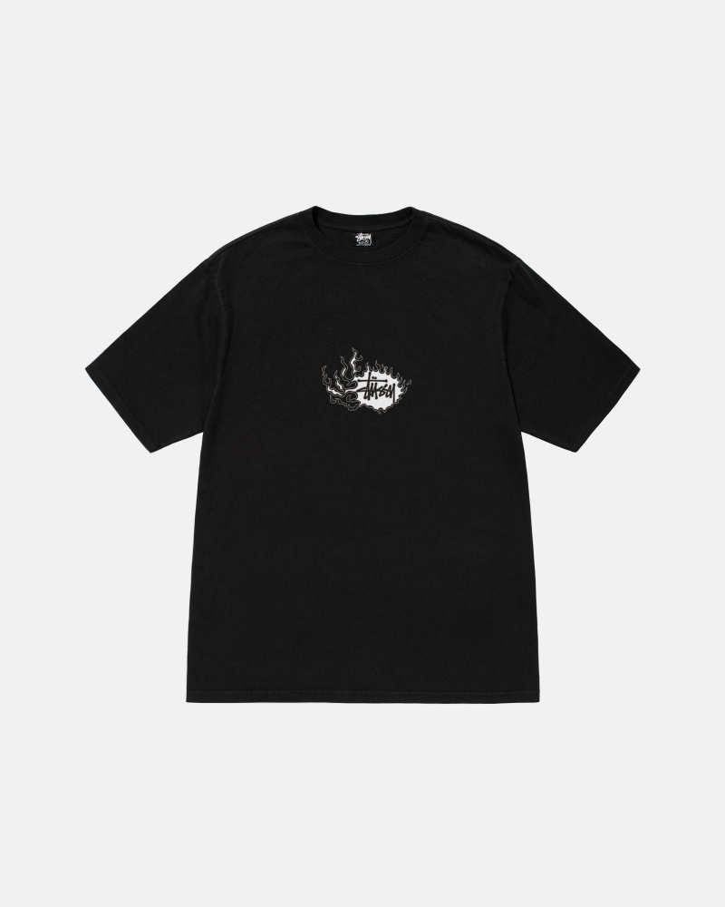 Short Sleeve T-Shirt Stüssy Mosaic Dragon Tee Pigment Dyed Noir | BX75-L5-NG