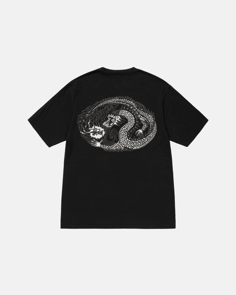 Short Sleeve T-Shirt Stüssy Mosaic Dragon Tee Pigment Dyed Noir | BX75-L5-NG