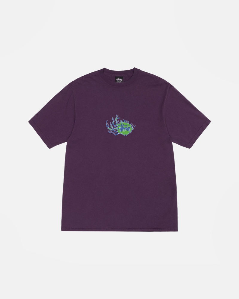 Short Sleeve T-Shirt Stüssy Mosaic Dragon Tee Pigment Dyed Violette | AR54-D3-EI