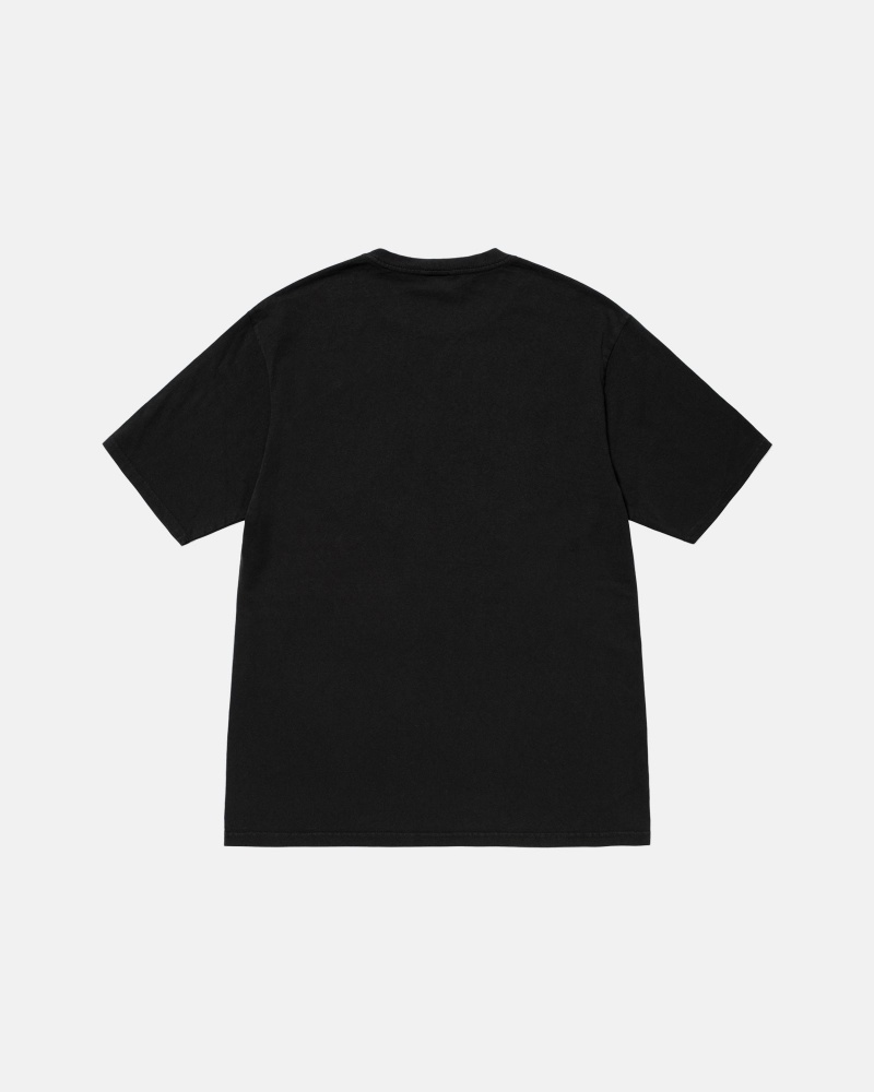 Short Sleeve T-Shirt Stüssy Small Stock Tee Pigment Dyed Noir | RB62-L2-HZ