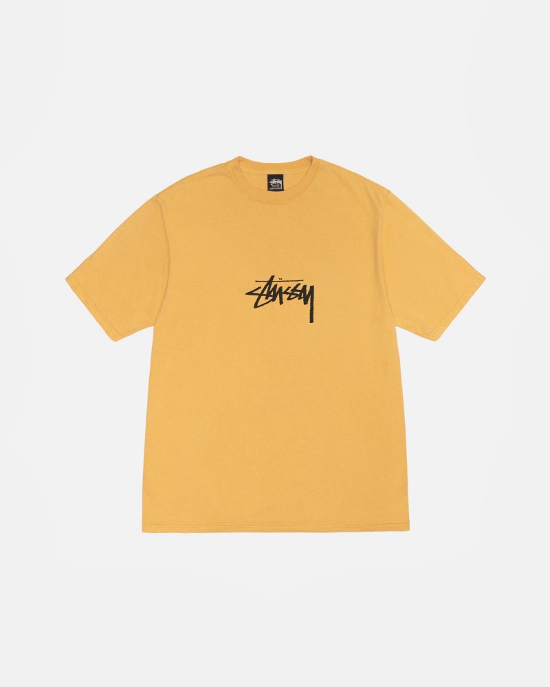 Short Sleeve T-Shirt Stüssy Small Stock Tee Pigment Dyed Honey | CU32-F1-ZC