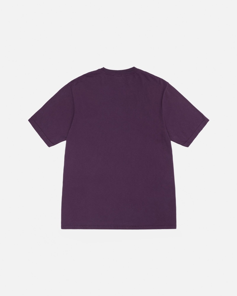 Short Sleeve T-Shirt Stüssy Small Stock Tee Pigment Dyed Violette | UI11-Y6-EC