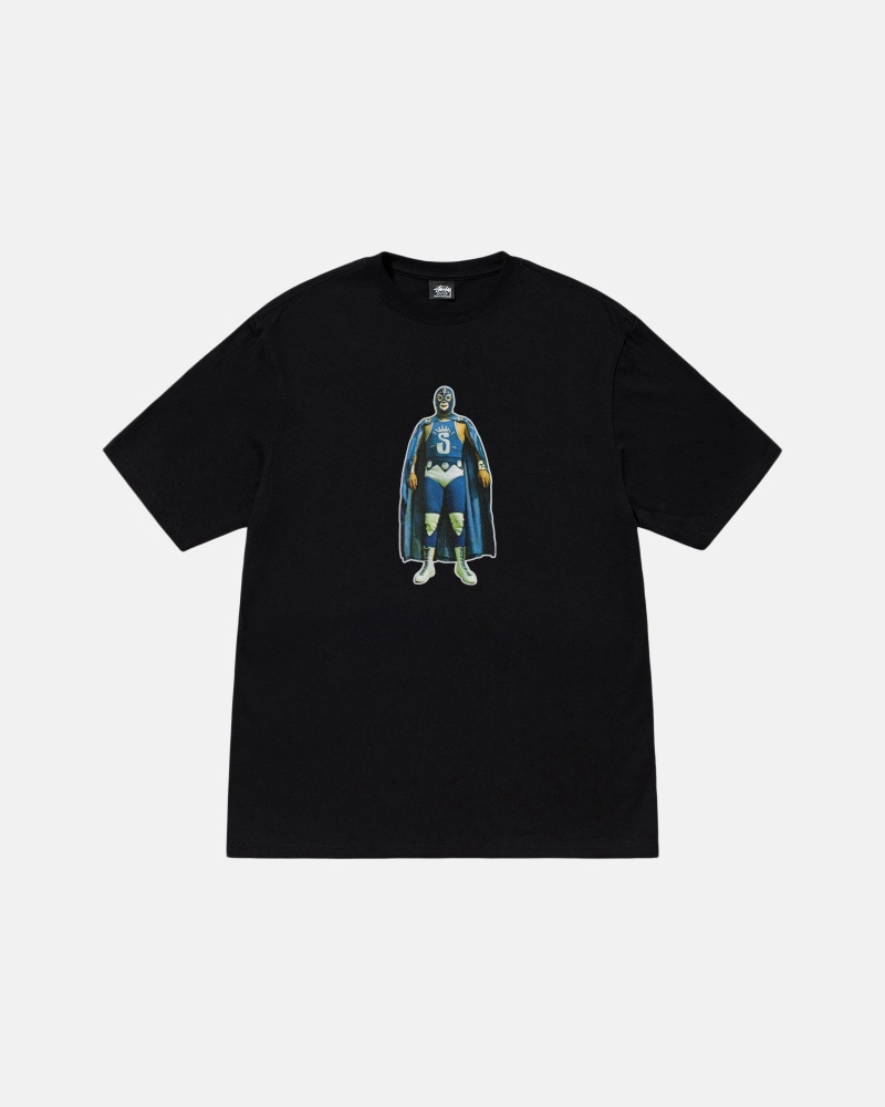 Short Sleeve T-Shirt Stüssy Stussy Lucha Tee Noir | XR50-H7-FE