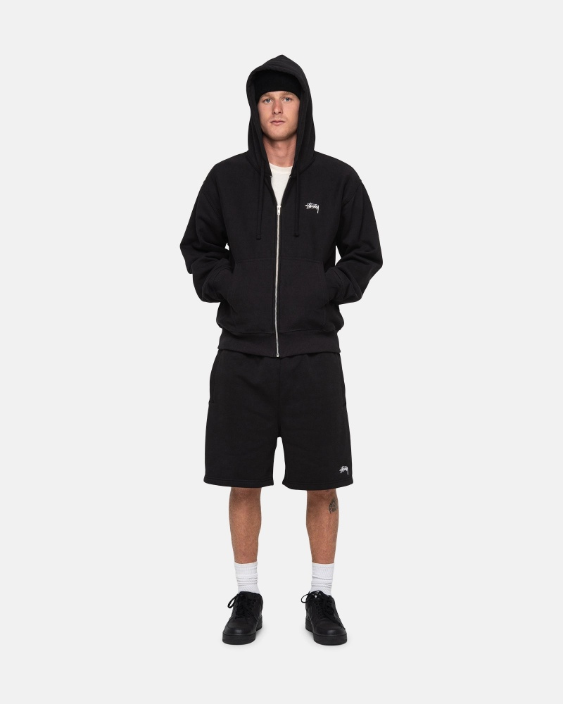 Short Stüssy Stock Logo Sweatshort Noir | XZ04-L9-NO