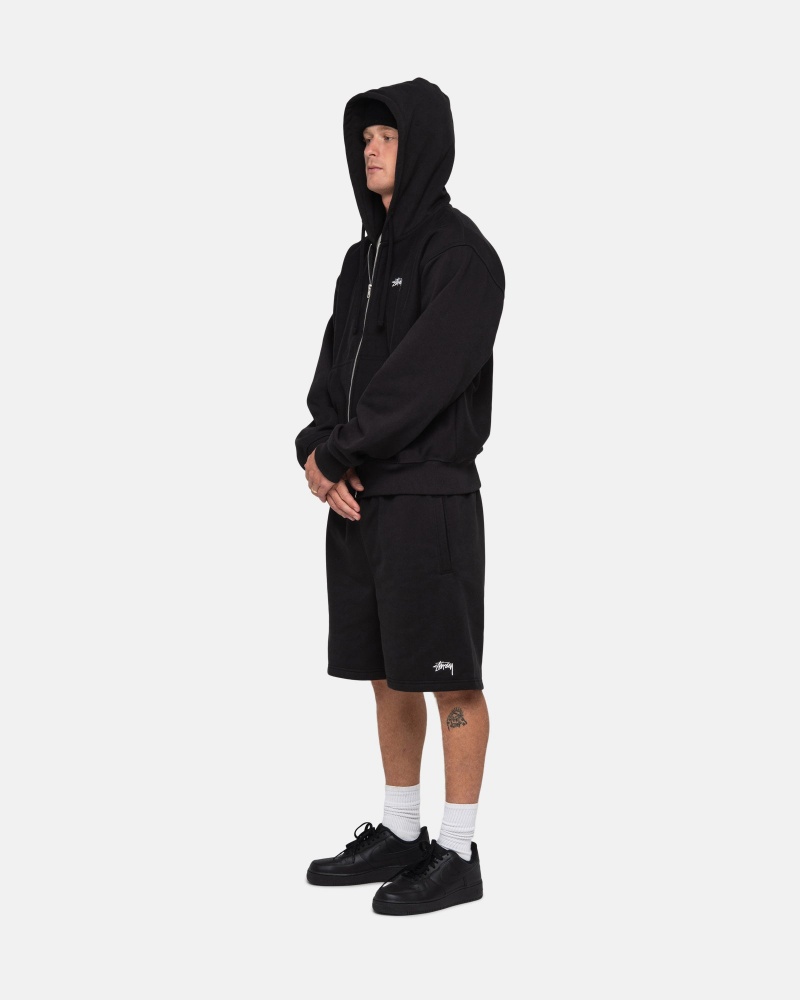 Short Stüssy Stock Logo Sweatshort Noir | XZ04-L9-NO