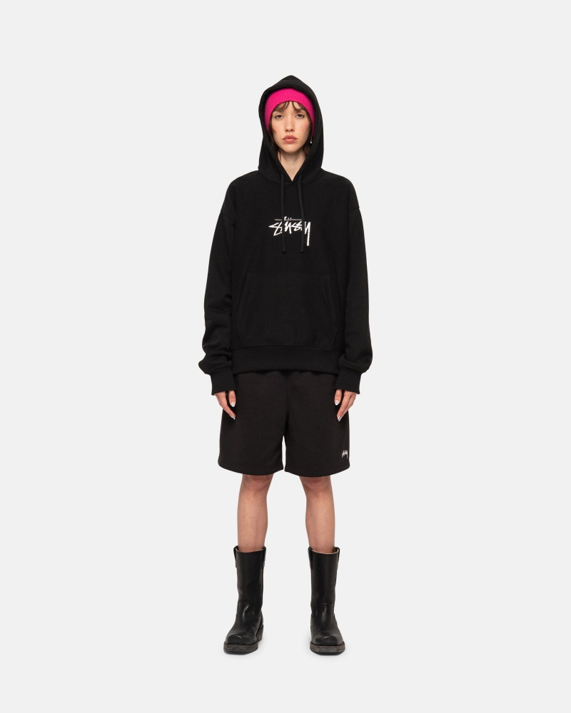 Short Stüssy Stock Logo Sweatshort Noir | XZ04-L9-NO