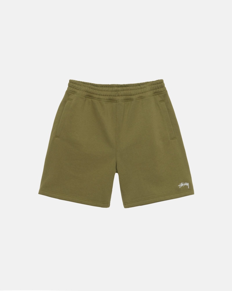 Short Stüssy Stock Logo Sweatshort Vert Olive | OB25-N2-KW