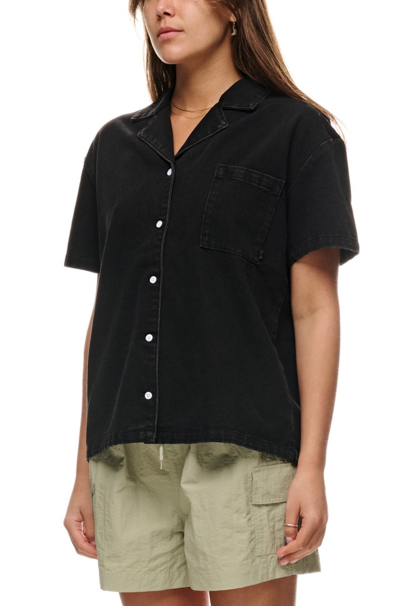 Shorts & Pants Stüssy Denim Os Shirt Noir | TE96-U3-RV