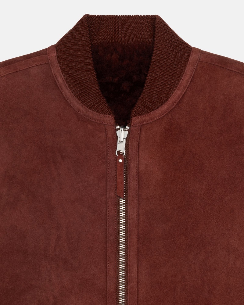 Sleeveless Outerwear Stüssy Reversible Shearling Workgear Vest Bordeaux | QT34-Q0-BZ