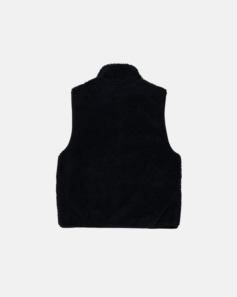 Sleeveless Sweatshirt Stüssy Sherpa Reversible Vest Noir | MS46-Q4-PL