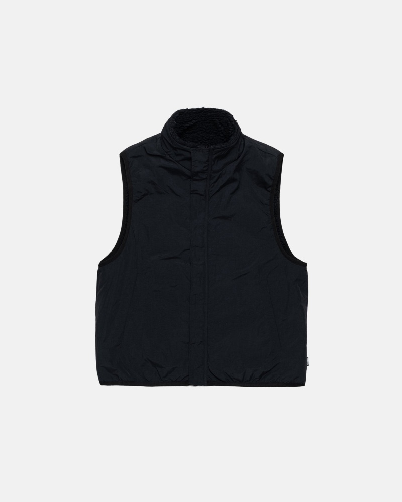 Sleeveless Sweatshirt Stüssy Sherpa Reversible Vest Noir | MS46-Q4-PL