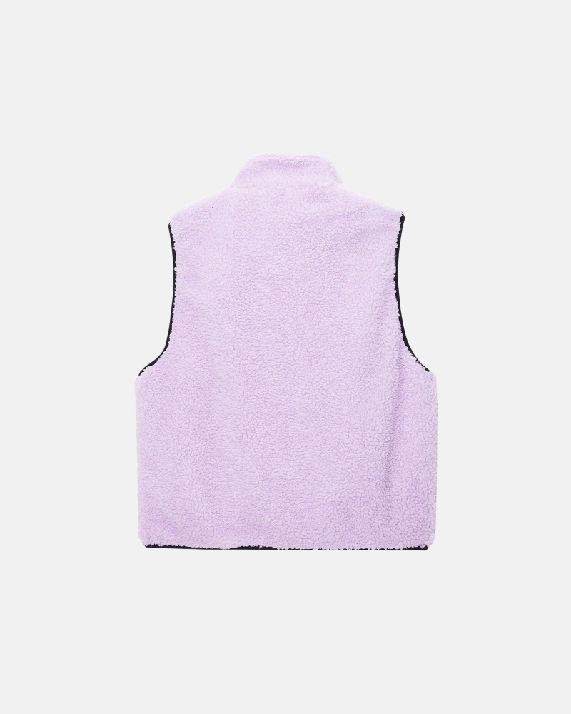 Sleeveless Sweatshirt Stüssy Sherpa Reversible Vest Lavande | TH37-H2-FU