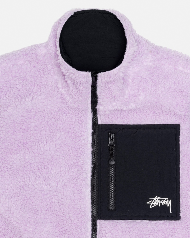 Sleeveless Sweatshirt Stüssy Sherpa Reversible Vest Lavande | TH37-H2-FU