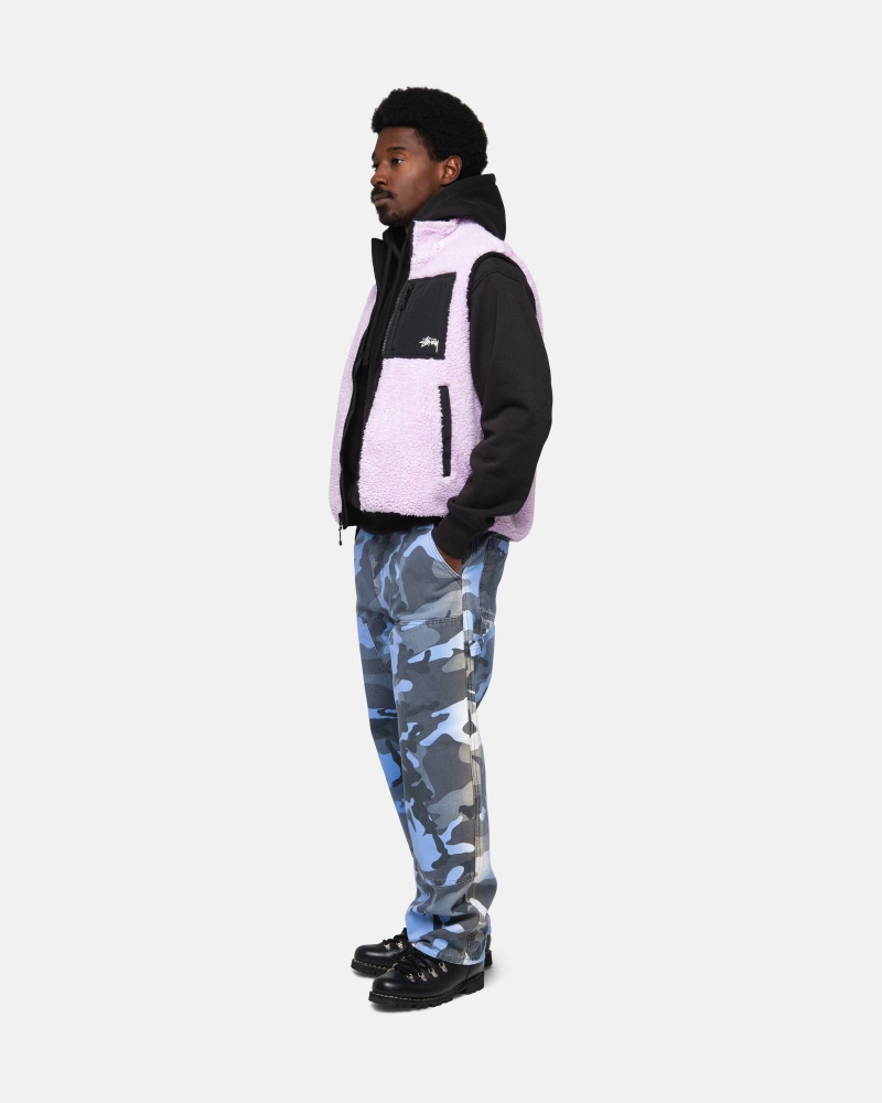 Sleeveless Sweatshirt Stüssy Sherpa Reversible Vest Lavande | TH37-H2-FU