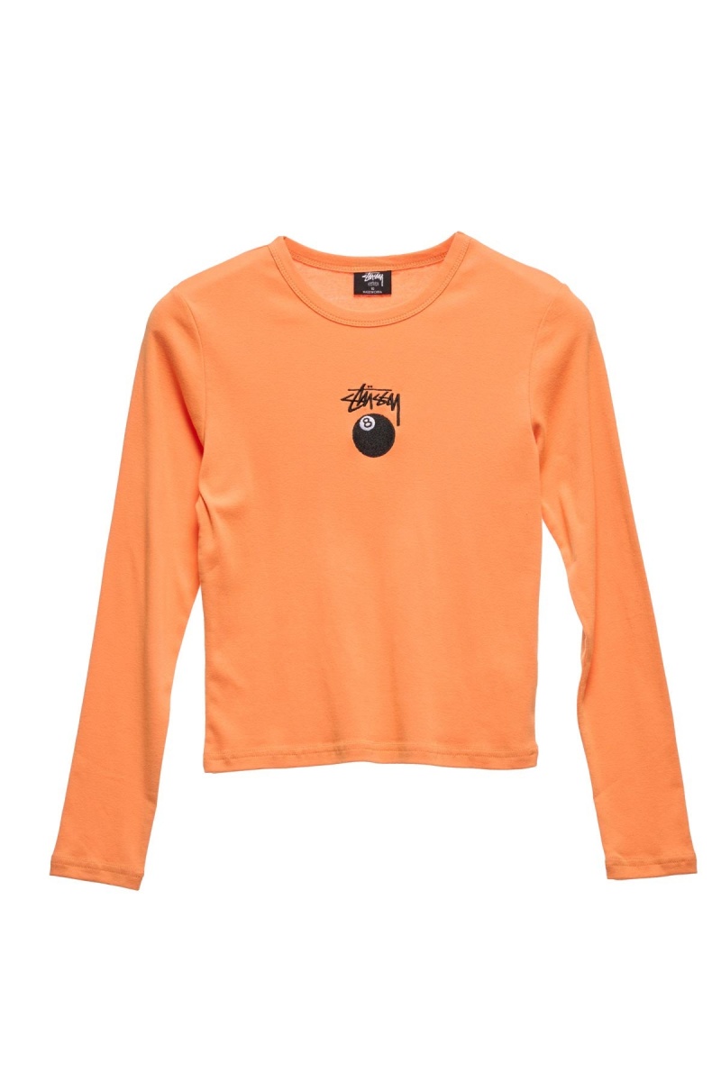 T-Shirts L/S Stüssy 8ball Ls Rib Tee Abricot | SE29-V8-TK