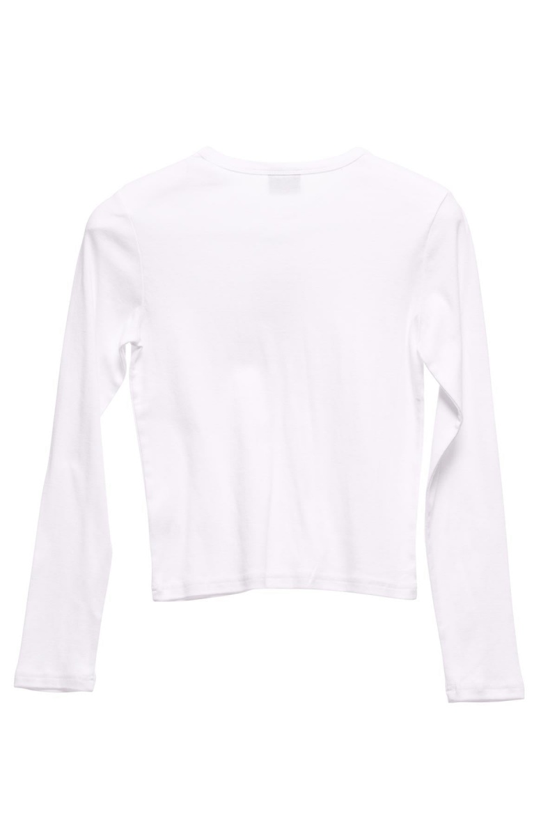 T-Shirts L/S Stüssy 8ball Ls Rib Tee Blanche | FA81-S2-VK