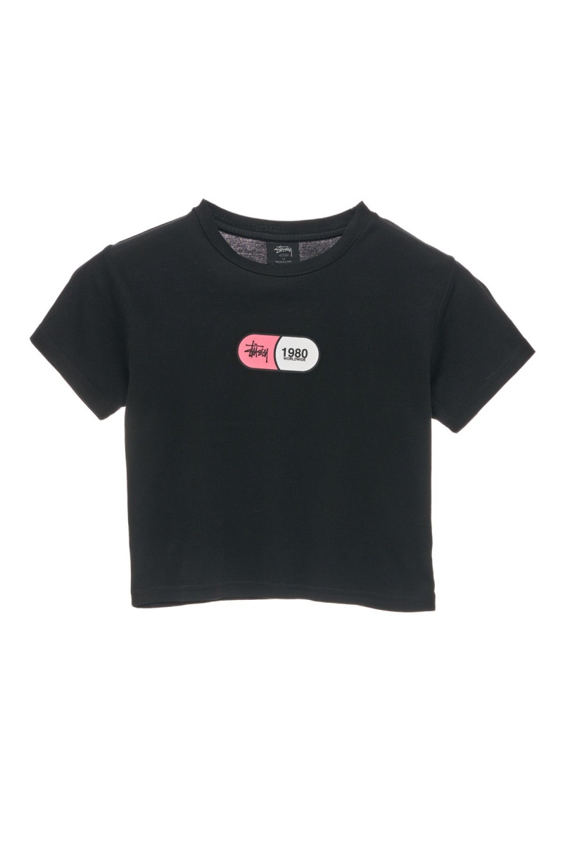 Tees Stüssy Capsule Rib Tee Noir | NW25-I4-QZ