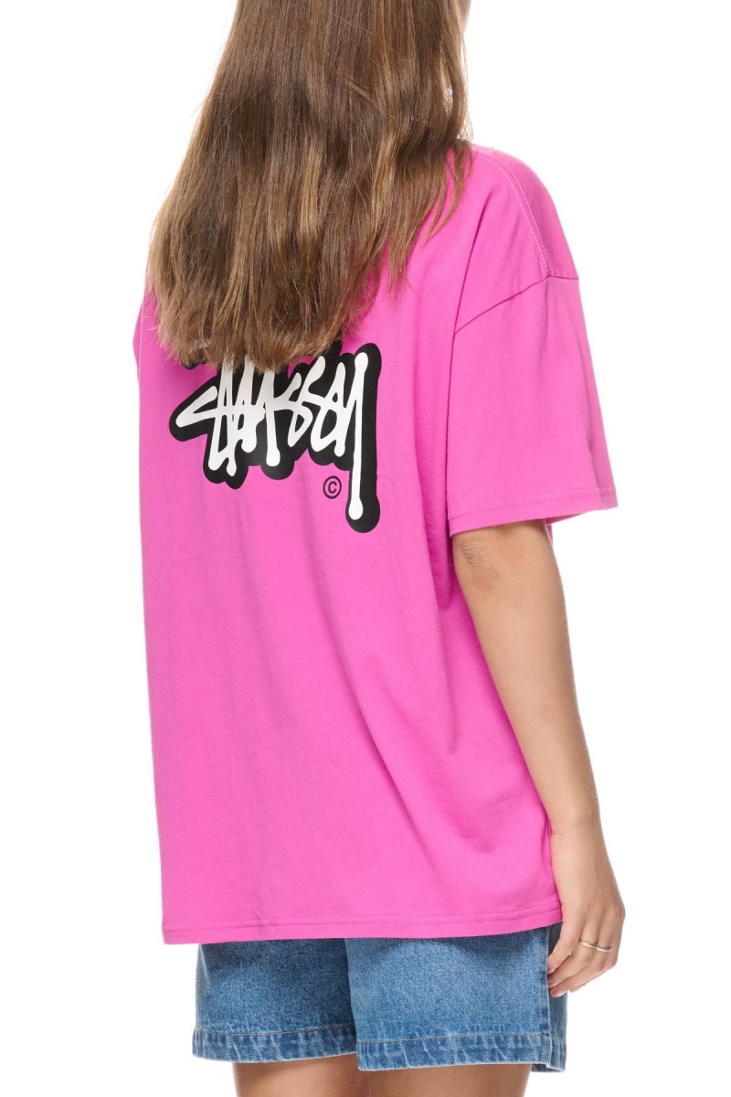 Tees Stüssy Offset Graffiti Relaxed Tee Berry | PB07-A1-VI