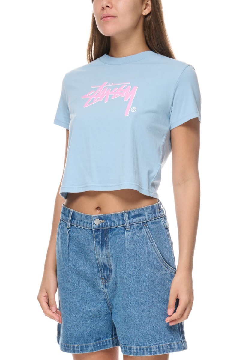 Tees Stüssy Shadow Stock Slim Tee Bleu | PL94-A0-ME