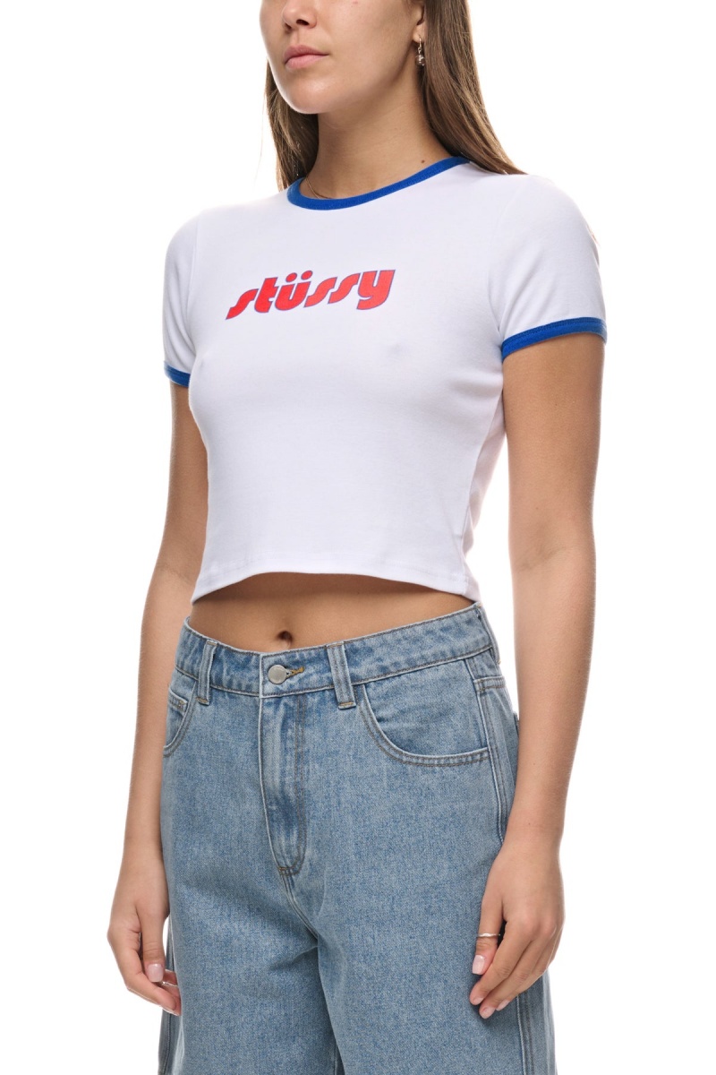 Tees Stüssy Stussy Ringer Tee White/ Ultramarine | LI70-Y4-XZ