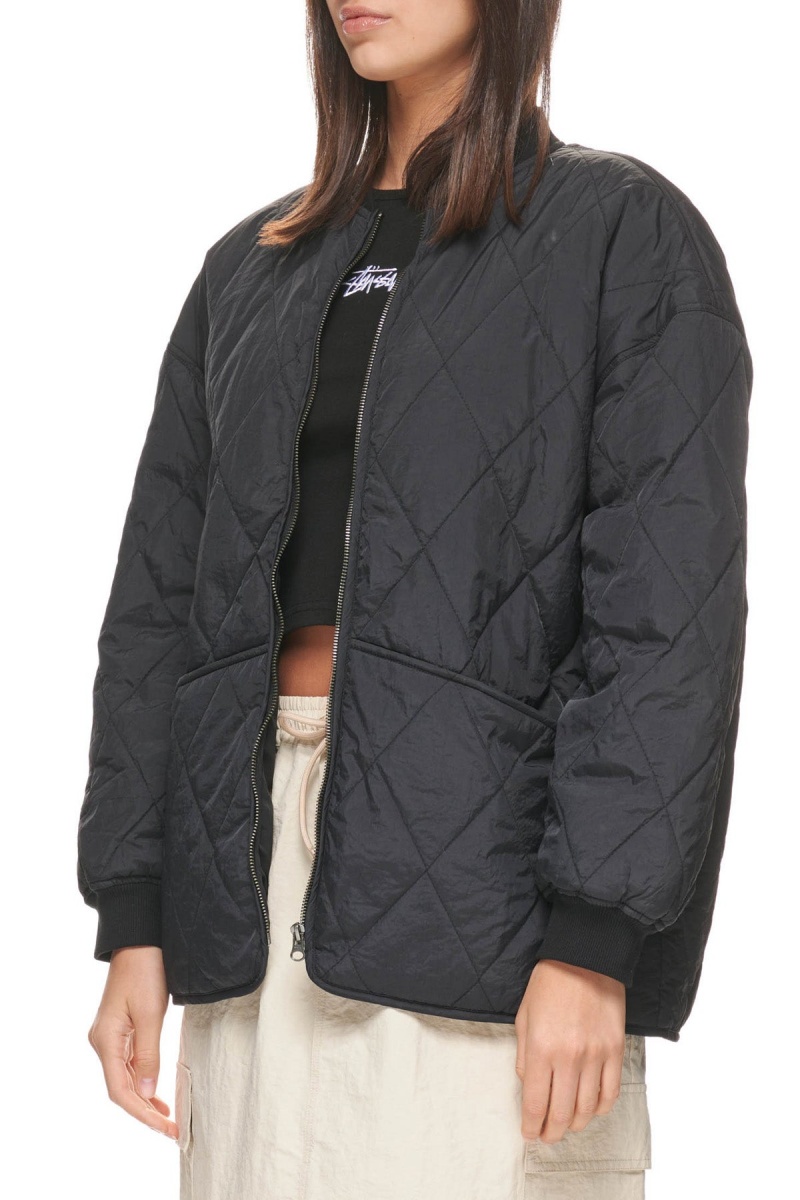 Vestes Stüssy Dice Matelassé Jacket Noir | TD00-J3-ZG