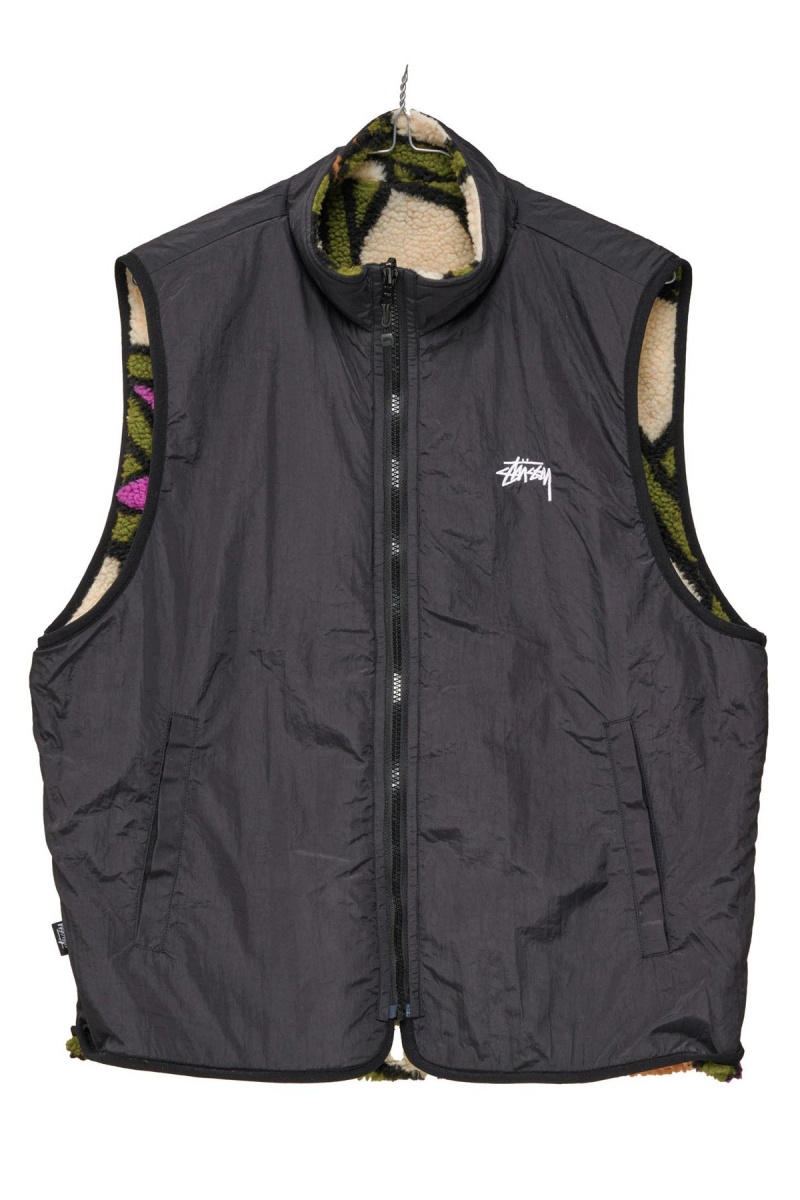 Vestes Stüssy Reversible Stock Sherpa Vest Natural | UR46-T7-OZ