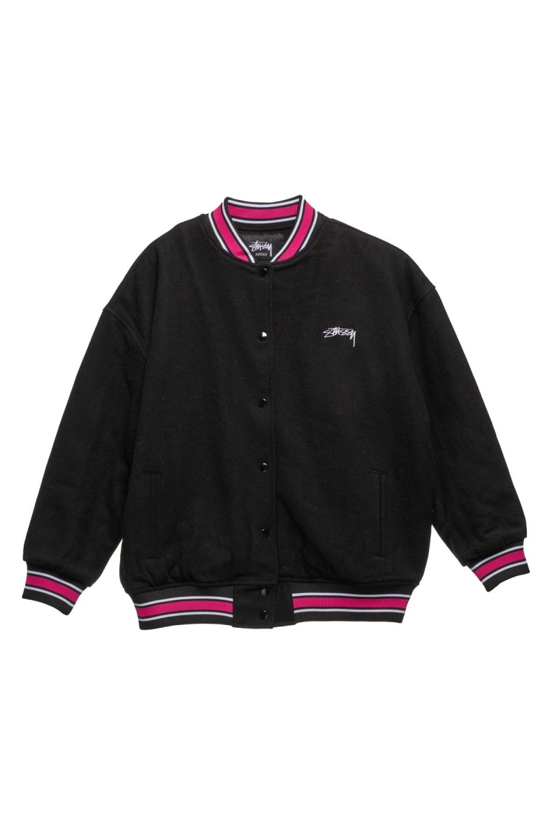 Vestes Stüssy Stussy Varsity Jacket Noir | VT42-Q1-MJ