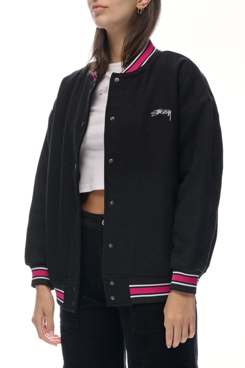 Vestes Stüssy Stussy Varsity Jacket Noir | VT42-Q1-MJ