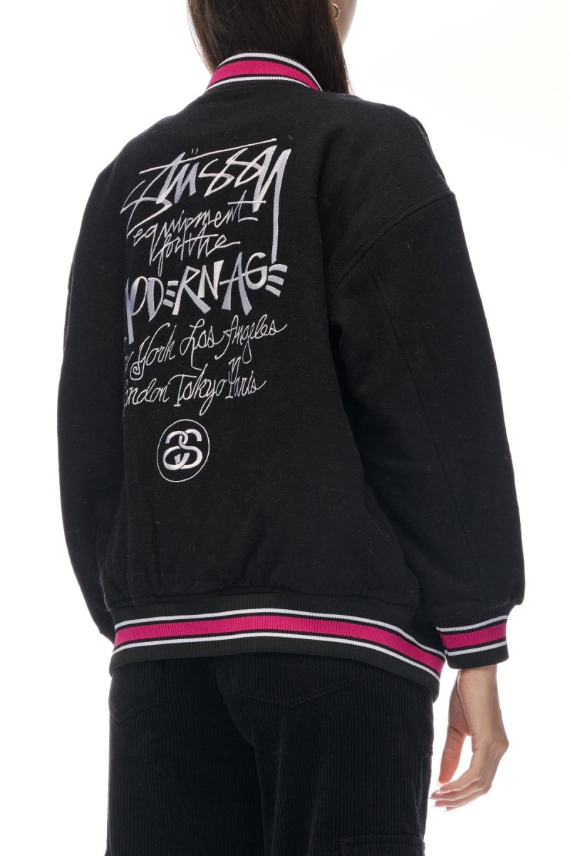 Vestes Stüssy Stussy Varsity Jacket Noir | VT42-Q1-MJ