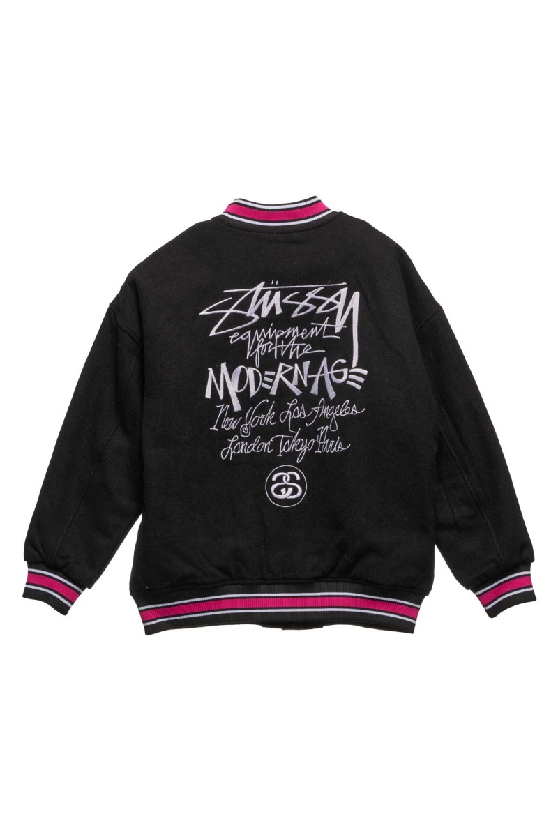 Vestes Stüssy Stussy Varsity Jacket Noir | VT42-Q1-MJ